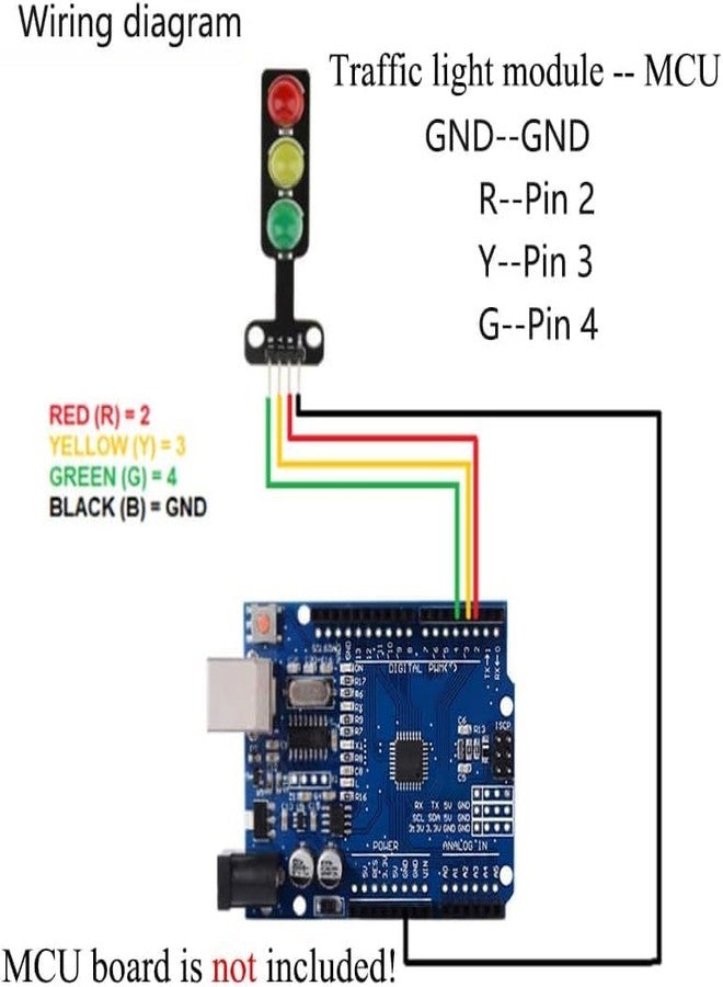 Electrobot 5PCS Mini Traffic Light LED Module 5V Digital Display Vertical 3-Color LEDs Red Yellow Green for Rduino Raspberry Pi STEM DIY Traffic System Model Kit Educational Electronic Project - Image 4